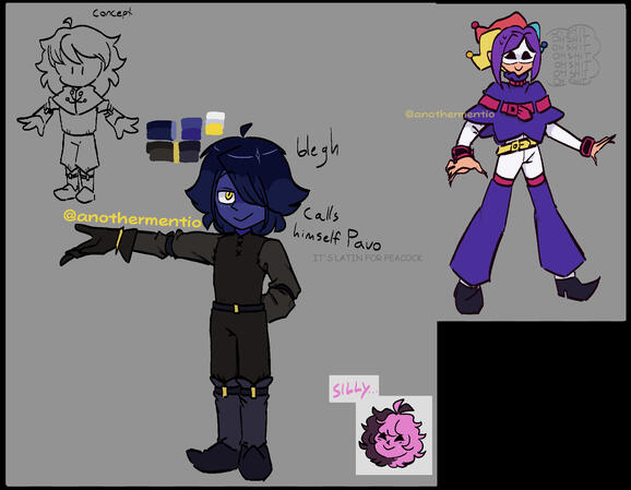 Character posing and silly doodles.